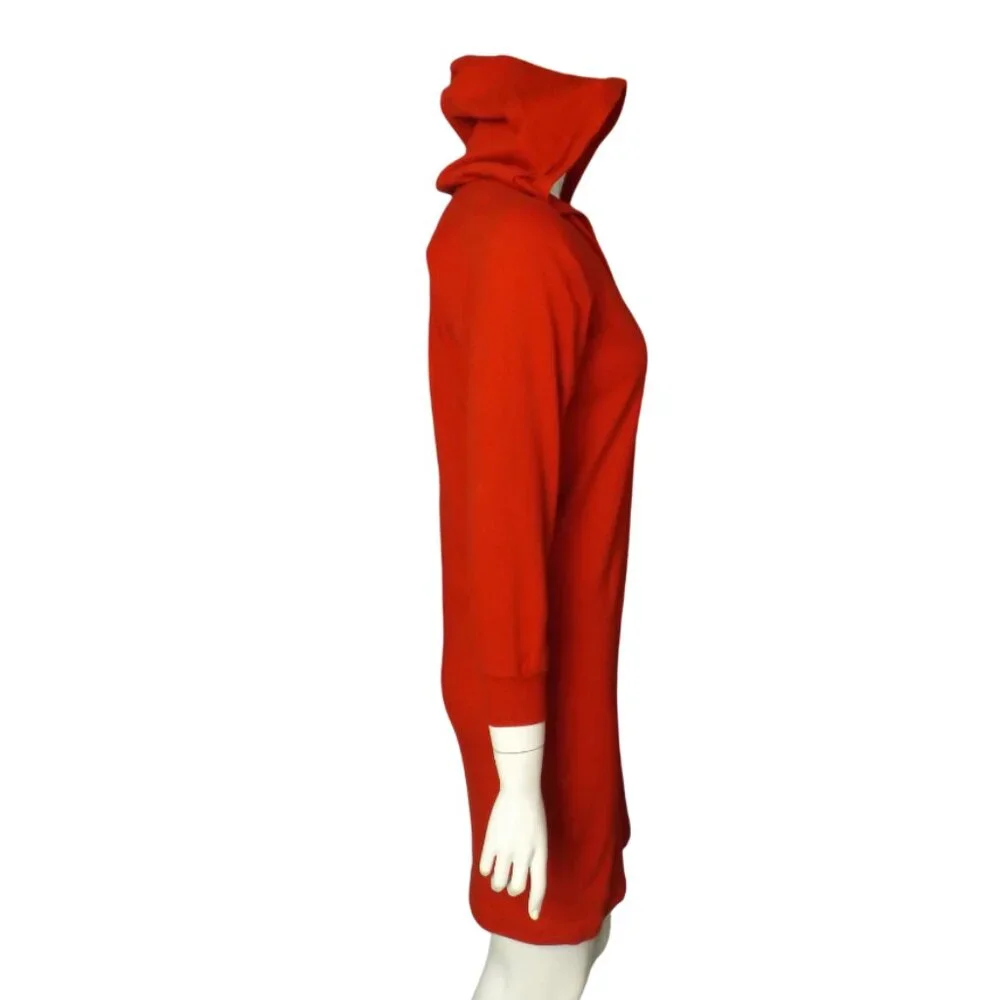 vintage NORMA KAMALI Hoodie Dress, SP Petite, Red, Longer sleeves, Short - Picture 6 of 12